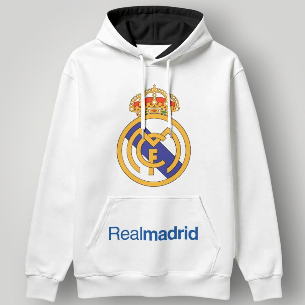 Real Madrid "Pure Blanco" Contrast Hoodie - Premium White & Black Fan Pullover