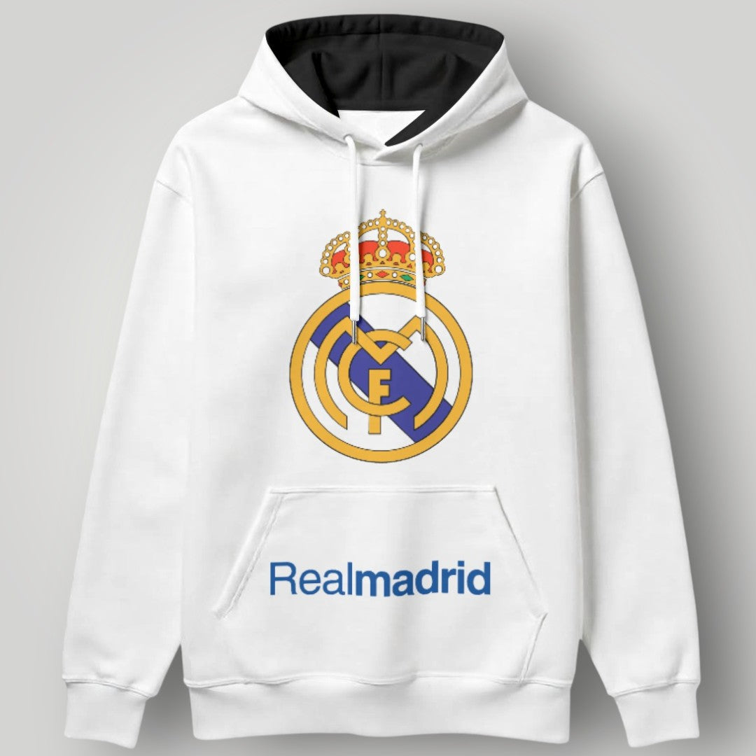 Real Madrid "Pure Blanco" Contrast Hoodie - Premium White & Black Fan Pullover