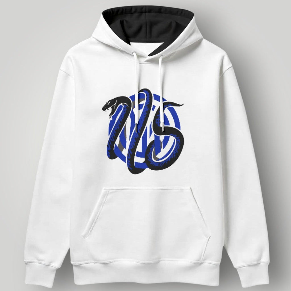 Inter Milan "Serpent Wrap" Hoodie - White Biscione Graphic Pullover - Modern Nerazzurri Streetwear