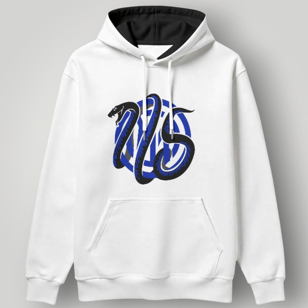 Inter Milan "Serpent Wrap" Hoodie - White Biscione Graphic Pullover - Modern Nerazzurri Streetwear