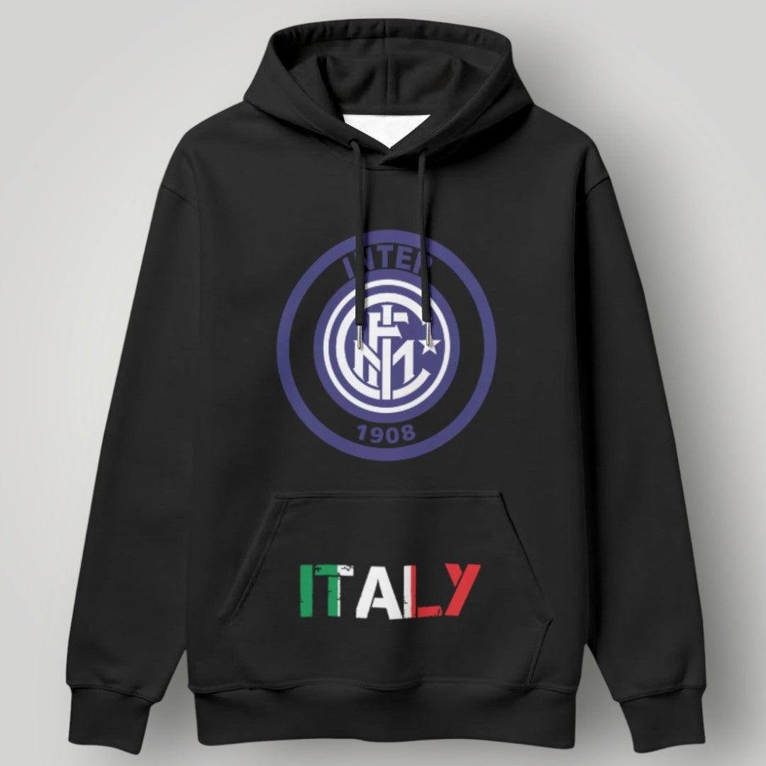 Inter Milan "Italy Pride" Hoodie - Classic 1908 Heritage Pullover - Premium Black Nerazzurri Fan Streetwear
