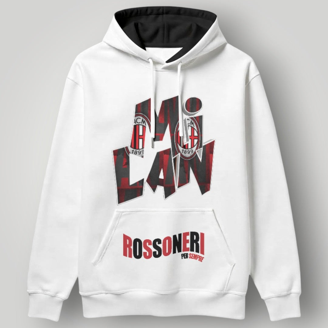 AC Milan "Rossoneri Per Sempre" White Hoodie - 1899 Heritage Typography Pullover