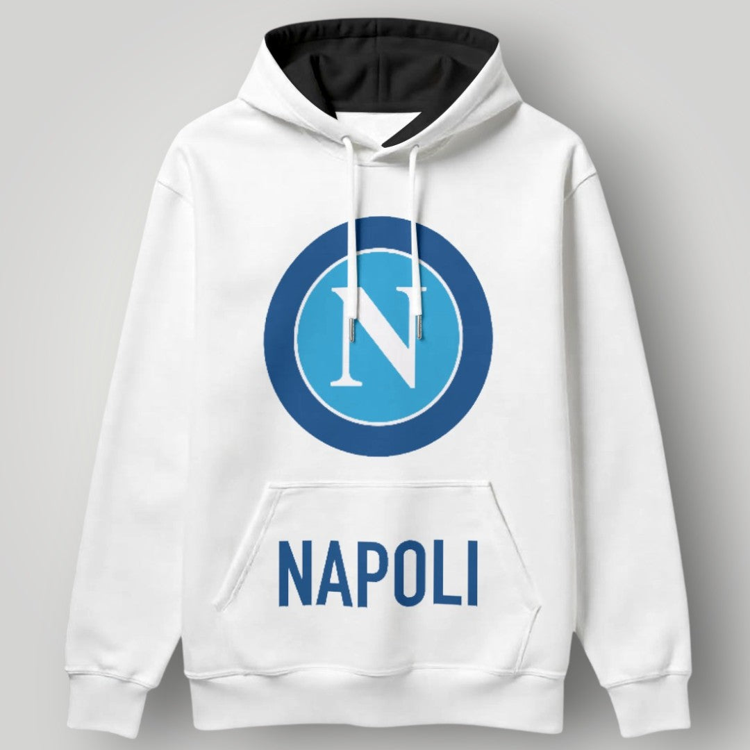SSC Napoli White "Azzurri" Hoodie - Heritage Crest & Typography Pullover