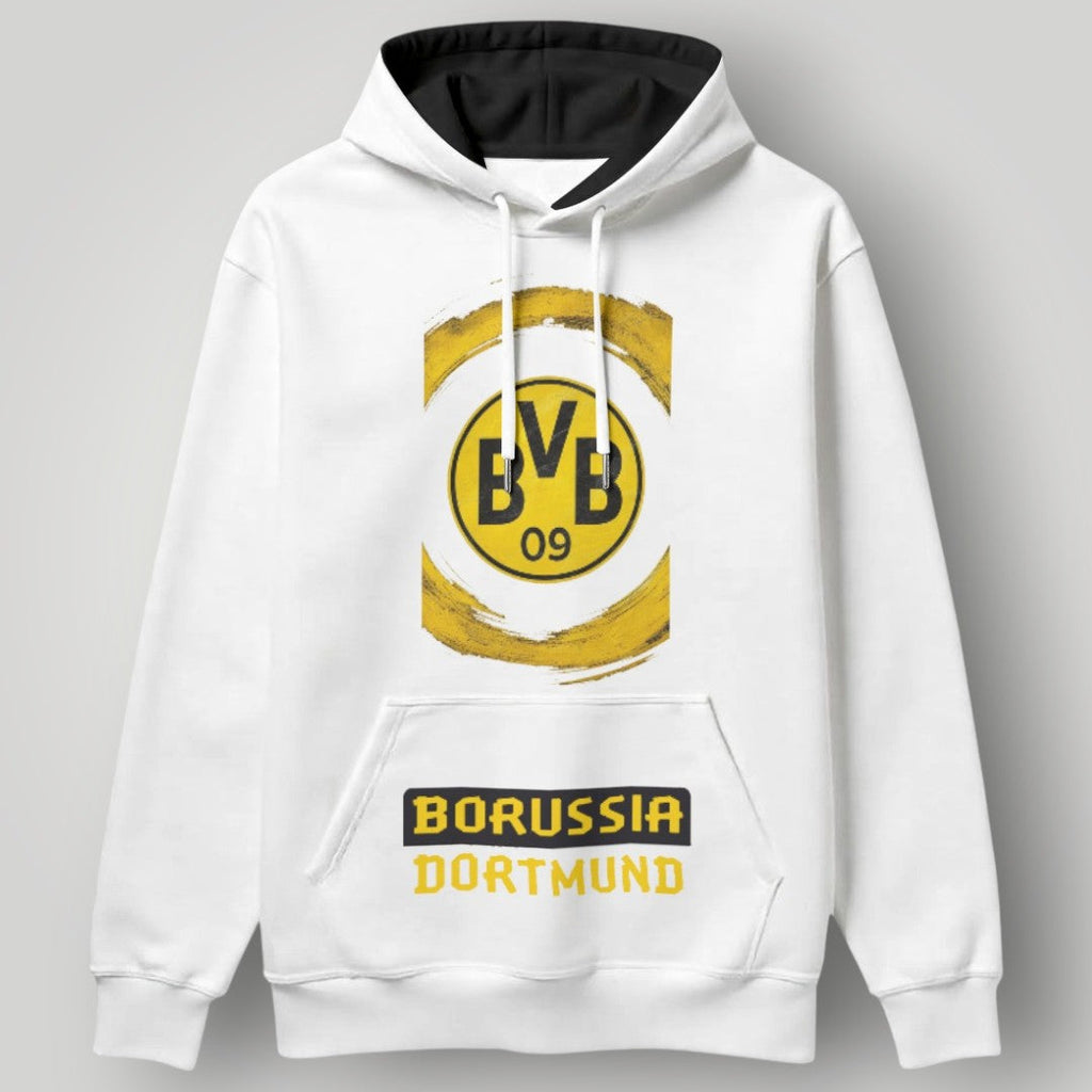 BVB 09 Borussia Dortmund Paint Stroke Hoodie – Black & Yellow Artistic Fan Pullover