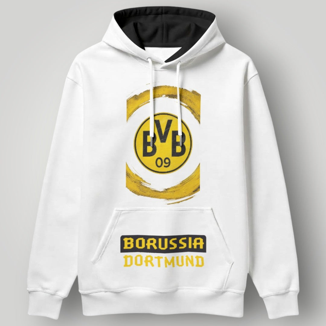 BVB 09 Borussia Dortmund Paint Stroke Hoodie – Black & Yellow Artistic Fan Pullover