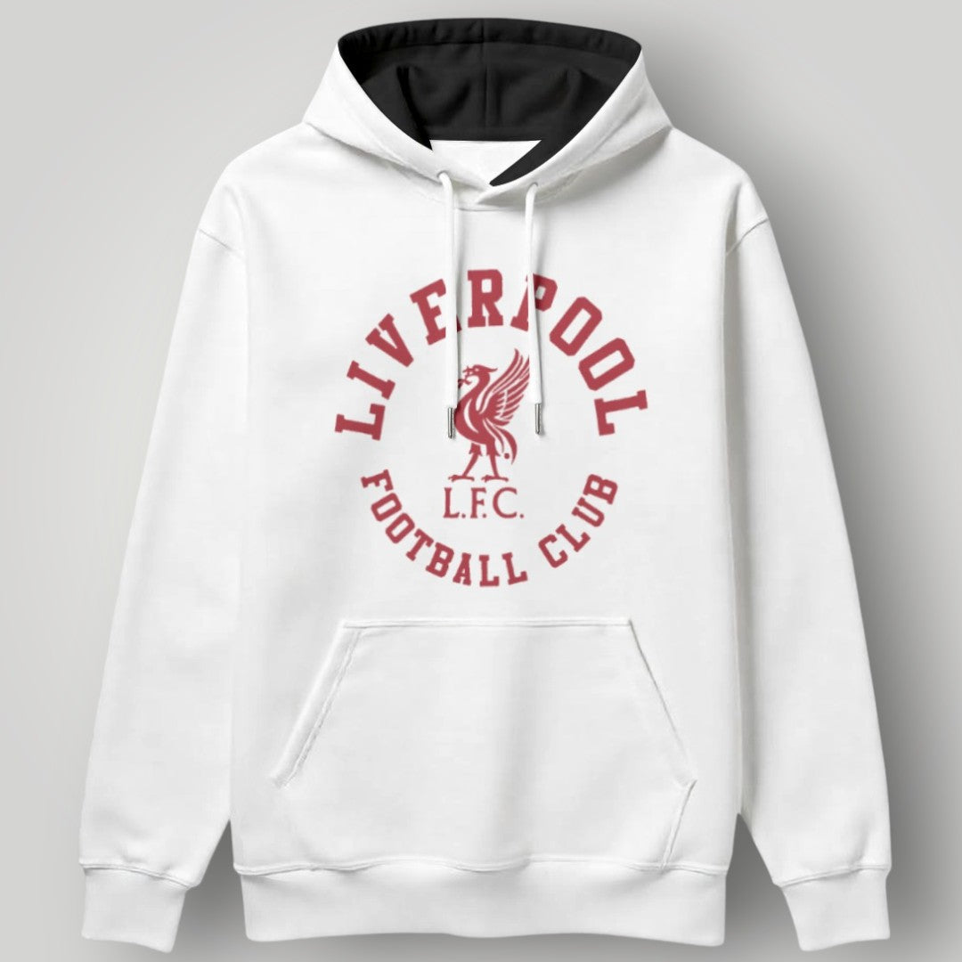 Liverpool F.C. Classic Varsity Circle Hoodie - White Two-Tone LFC Heritage Apparel