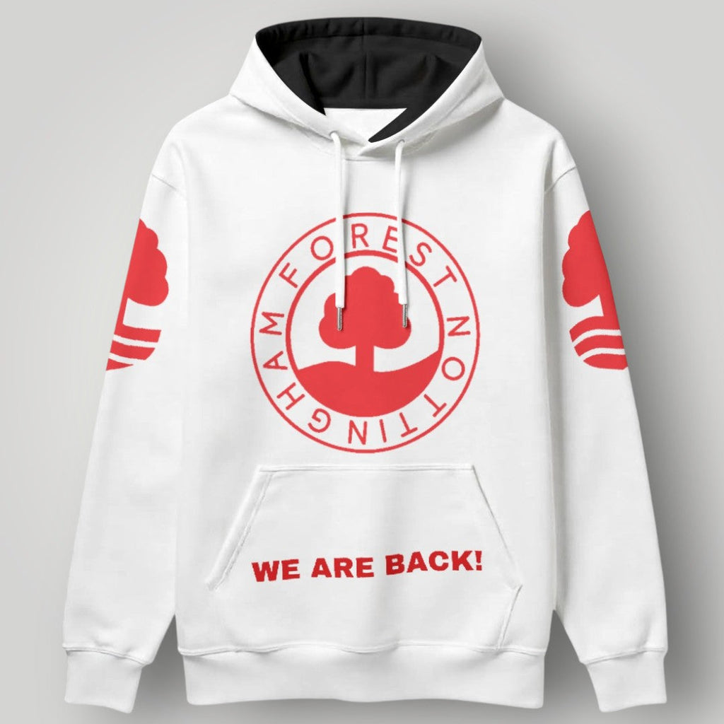 Nottingham Forest "We Are Back" Hoodie - Iconic Red Forest Crest Pullover - NFFC Premier League Streetwear