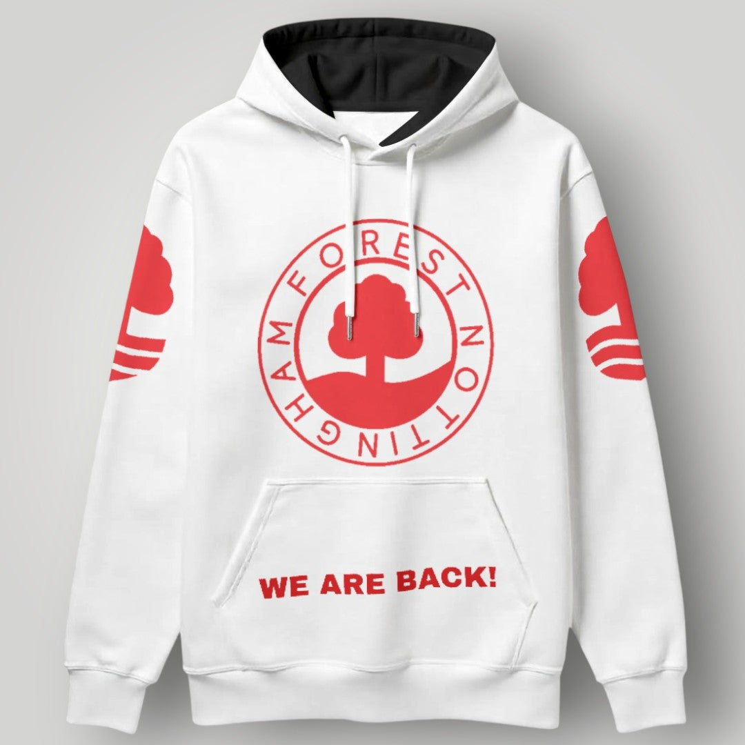 Nottingham Forest "We Are Back" Hoodie - Iconic Red Forest Crest Pullover - NFFC Premier League Streetwear