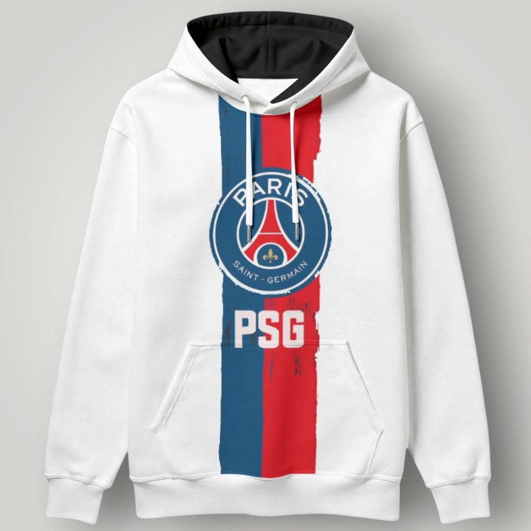 PSG Urban Brushstroke Hoodie - Modern Vertical Stripe Black Paris Pullover