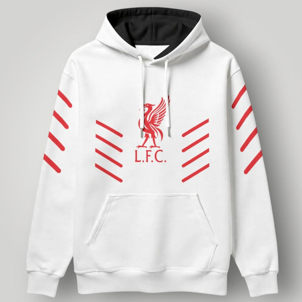 Liverpool F.C. "The Reds" Graphic Stripe Hoodie - Black & Red LFC Urban Streetwear