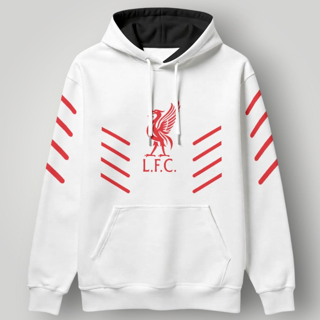 Liverpool F.C. "The Reds" Graphic Stripe Hoodie - Black & Red LFC Urban Streetwear