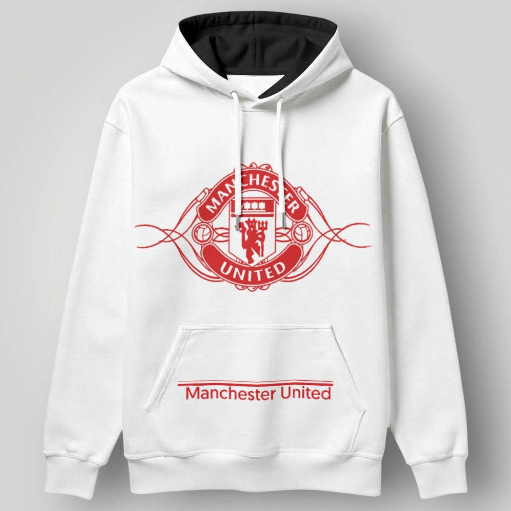 Manchester United Artistic Crest Hoodie - Black MUFC Filigree Graphic Fan Sweatshirt