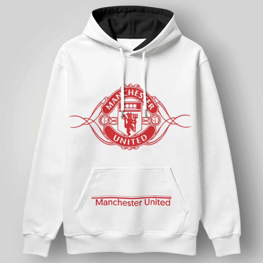Manchester United Artistic Crest Hoodie - Black MUFC Filigree Graphic Fan Sweatshirt