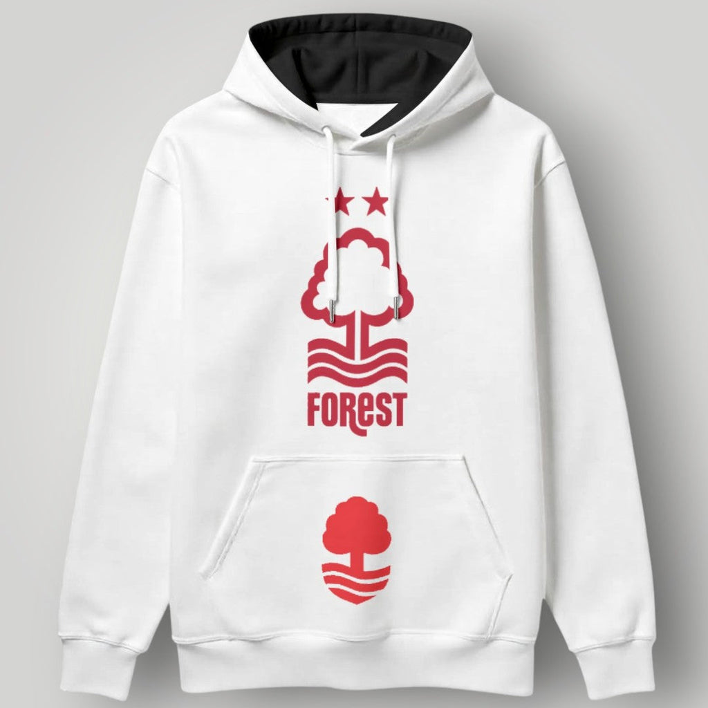Nottingham Forest "We Are Back" Hoodie - Bold Red Circular Crest Pullover - NFFC Premier League Fan Apparel