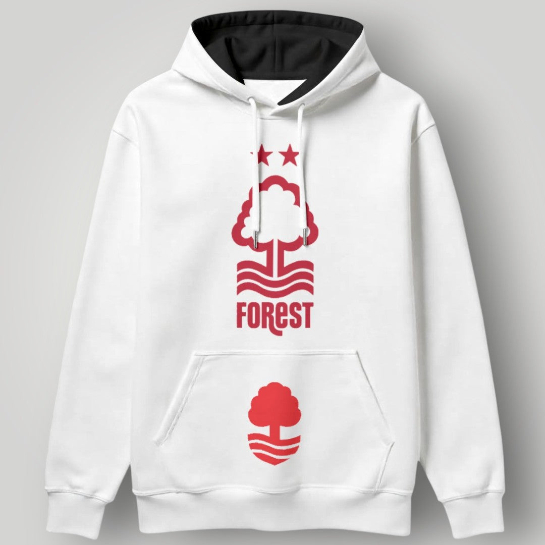 Nottingham Forest "We Are Back" Hoodie - Bold Red Circular Crest Pullover - NFFC Premier League Fan Apparel