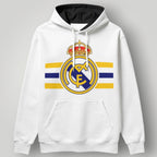 Real Madrid Victory Stripe Hoodie - Horizontal Royal Crest Black Fan Pullover