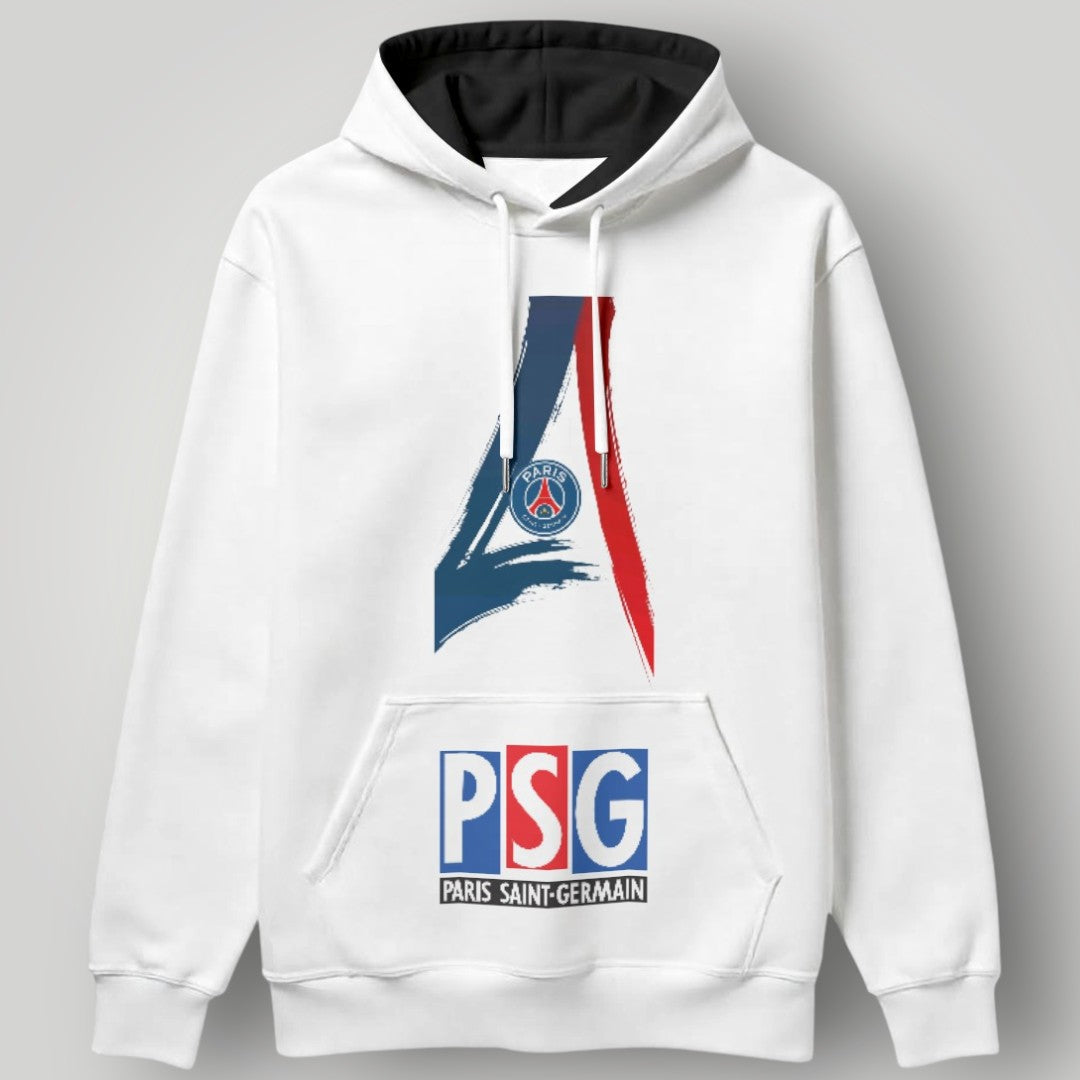 PSG Abstract Eiffel Hoodie - Artistic Brushstroke Black Paris Saint-Germain Pullover
