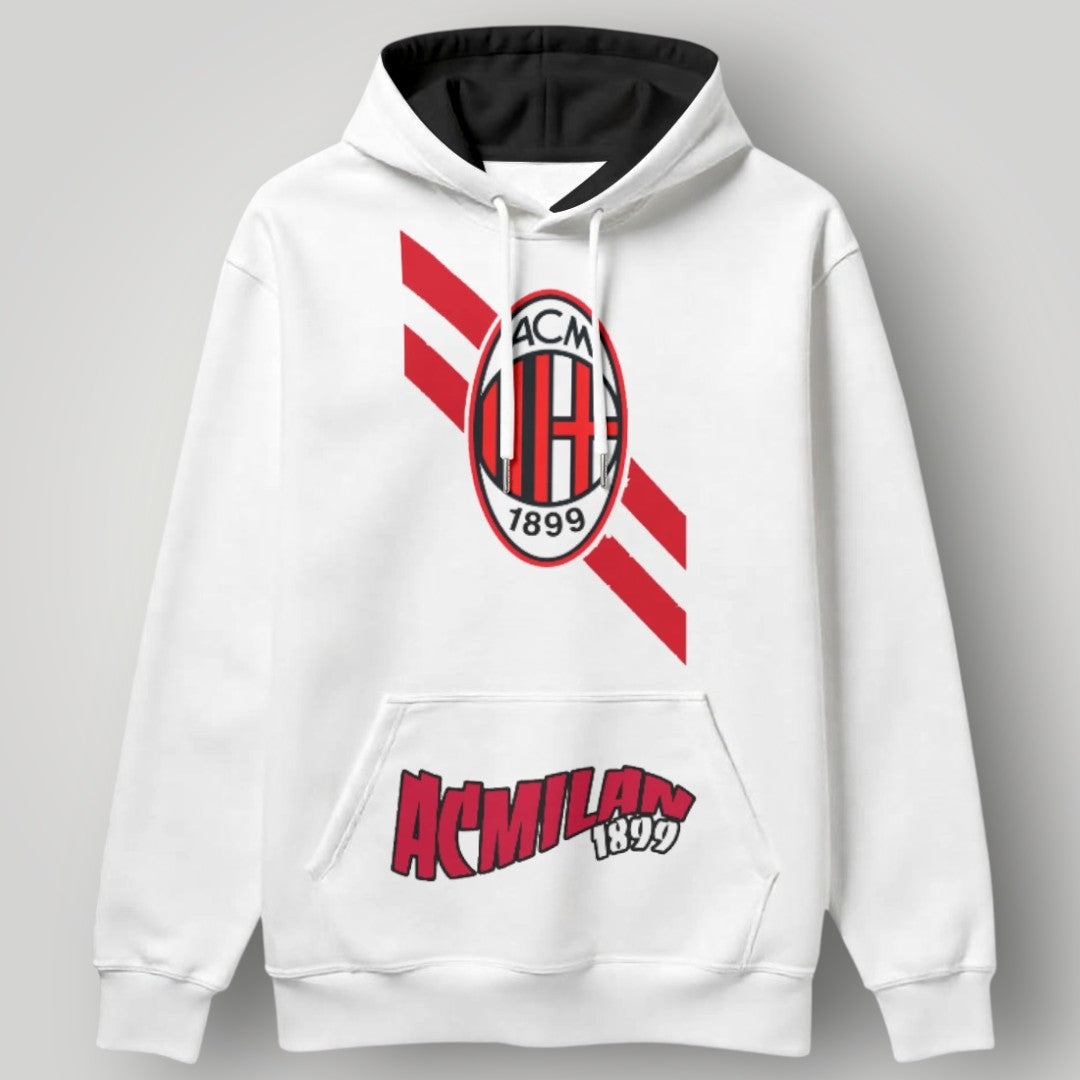 AC Milan "Veloce" Graphic Hoodie - Diagonal Stripe & Wavy Crest Streetwear