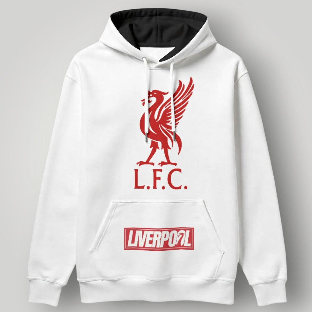 Liverpool F.C. Liver Bird Premium Two-Tone Hoodie - White & Black LFC Fan Apparel