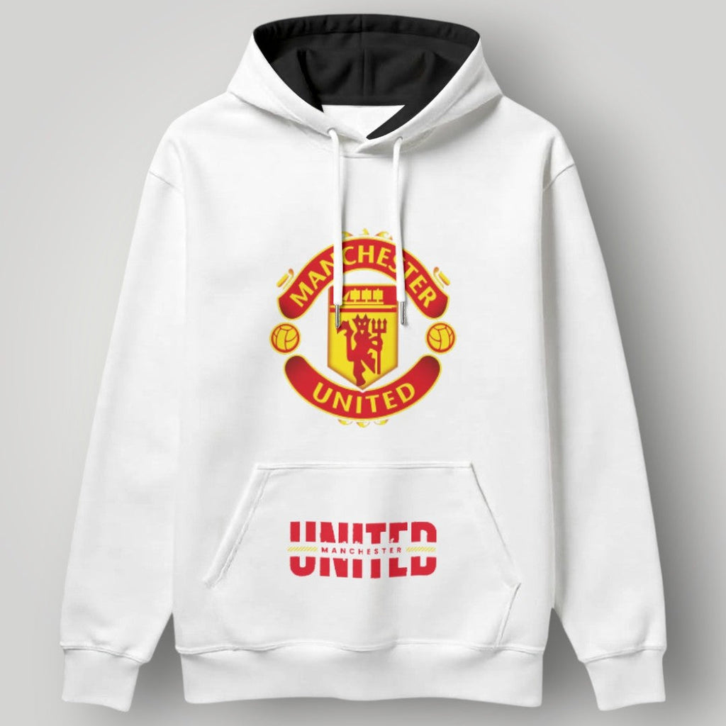 Manchester United Official Colors Full Crest Hoodie - Black & Gold MUFC Premium Fan Gear