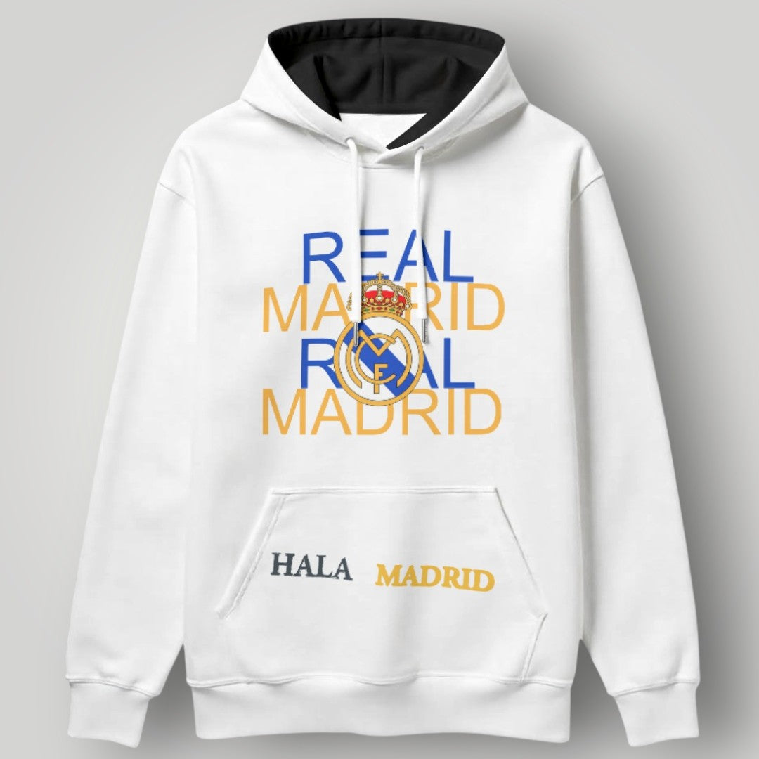 Real Madrid Typography Fade Hoodie - Black Modern Fan Streetwear Pullover