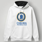 Chelsea FC Clean White Minimalist Hoodie – Blue & Gold Lion Crest Urban Pullover