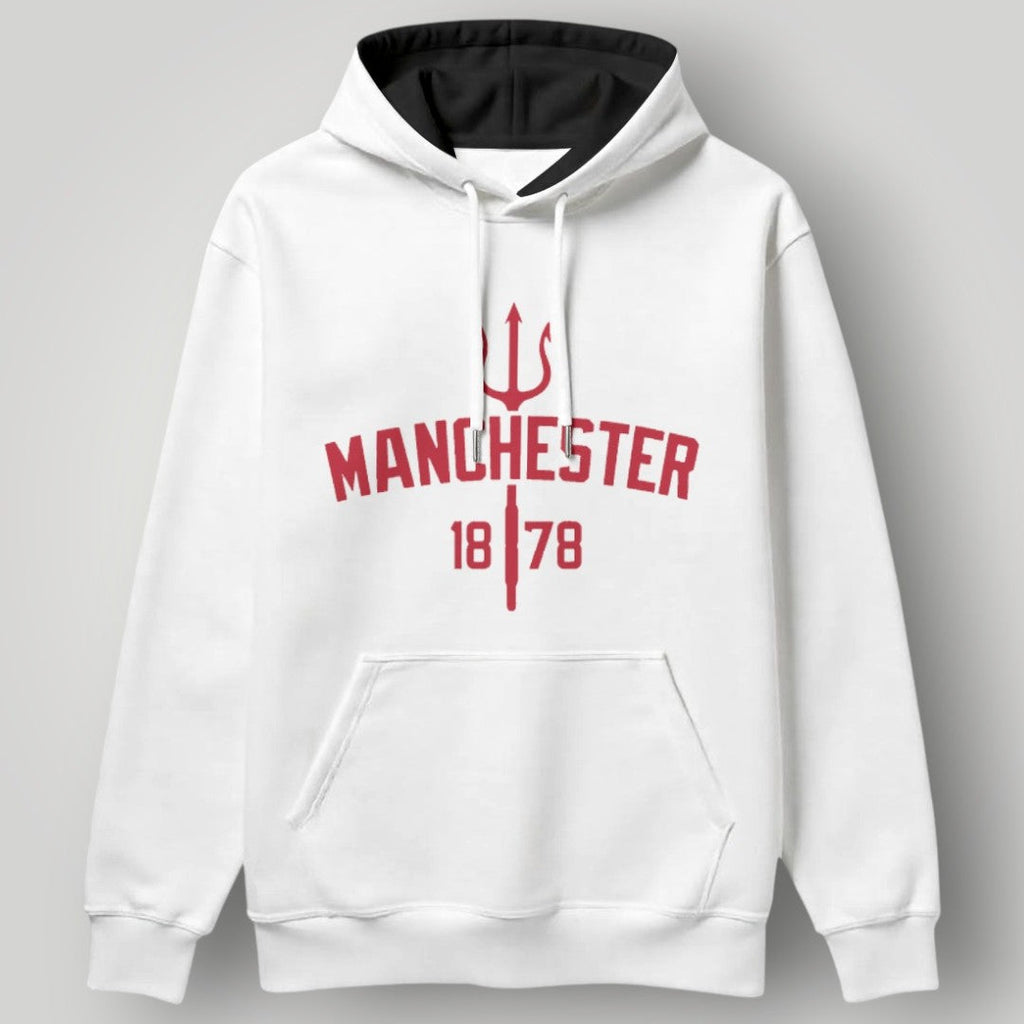 Manchester United "1878" Heritage Trident Hoodie - Black MUFC Established Graphic Sweatshirt