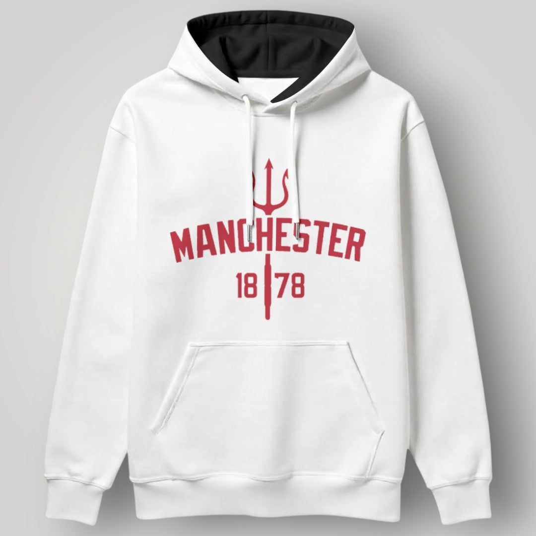 Manchester United "1878" Heritage Trident Hoodie - Black MUFC Established Graphic Sweatshirt