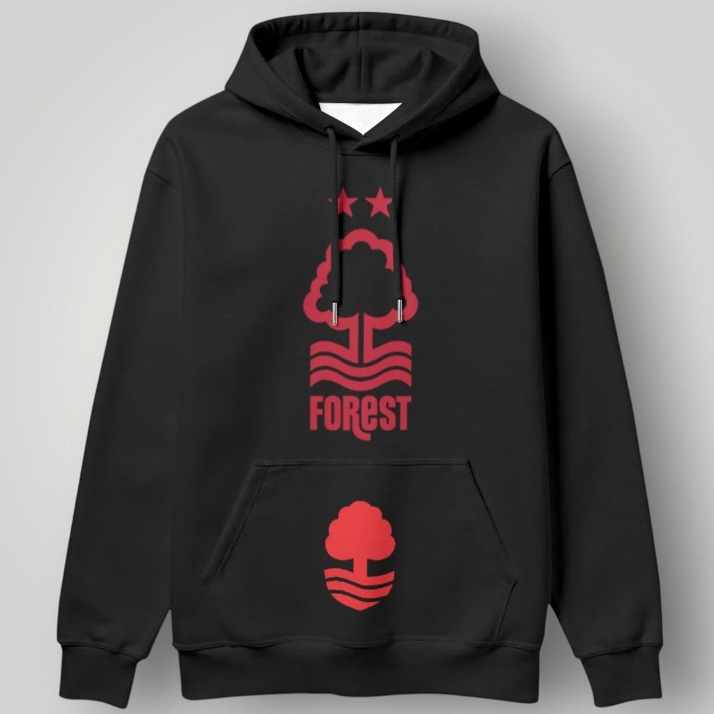 Nottingham Forest "We Are Back" Hoodie - Bold Red Circular Crest Pullover - NFFC Premier League Fan Apparel