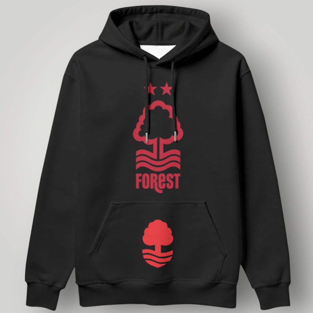 Nottingham Forest "We Are Back" Hoodie - Bold Red Circular Crest Pullover - NFFC Premier League Fan Apparel