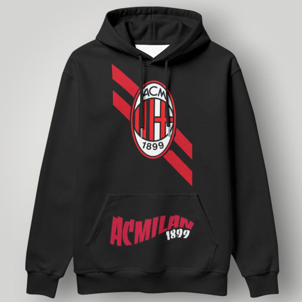 AC Milan "Veloce" Graphic Hoodie - Diagonal Stripe & Wavy Crest Streetwear