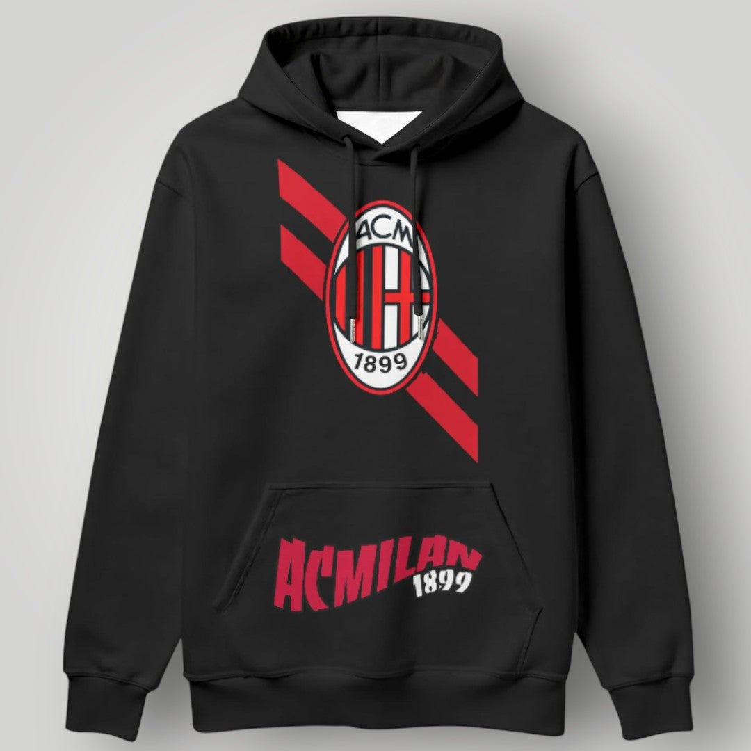 AC Milan "Veloce" Graphic Hoodie - Diagonal Stripe & Wavy Crest Streetwear