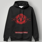 Manchester United Artistic Crest Hoodie - Black MUFC Filigree Graphic Fan Sweatshirt