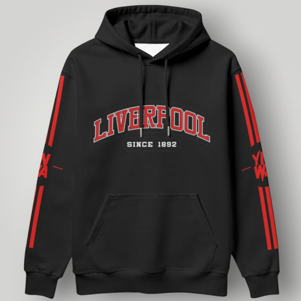 Liverpool F.C. "Since 1892" Heritage Hoodie - Black LFC YNWA Sleeve Print Sweatshirt
