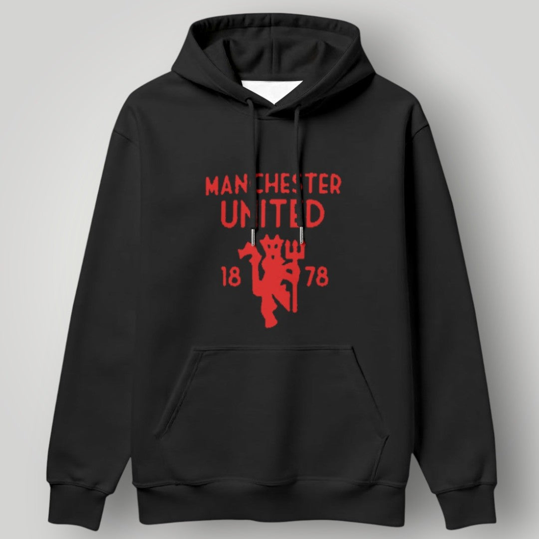 Manchester United "Glory Glory" Statement Hoodie - Black MUFC Red Devils Graphic Fan Gear