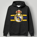 Real Madrid Victory Stripe Hoodie - Horizontal Royal Crest Black Fan Pullover