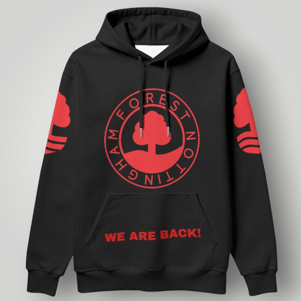 Nottingham Forest "We Are Back" Hoodie - Iconic Red Forest Crest Pullover - NFFC Premier League Streetwear