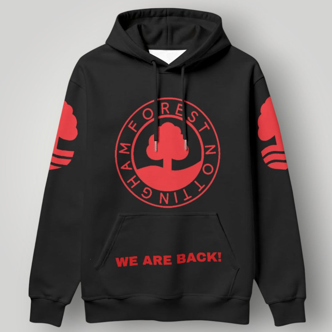 Nottingham Forest "We Are Back" Hoodie - Iconic Red Forest Crest Pullover - NFFC Premier League Streetwear