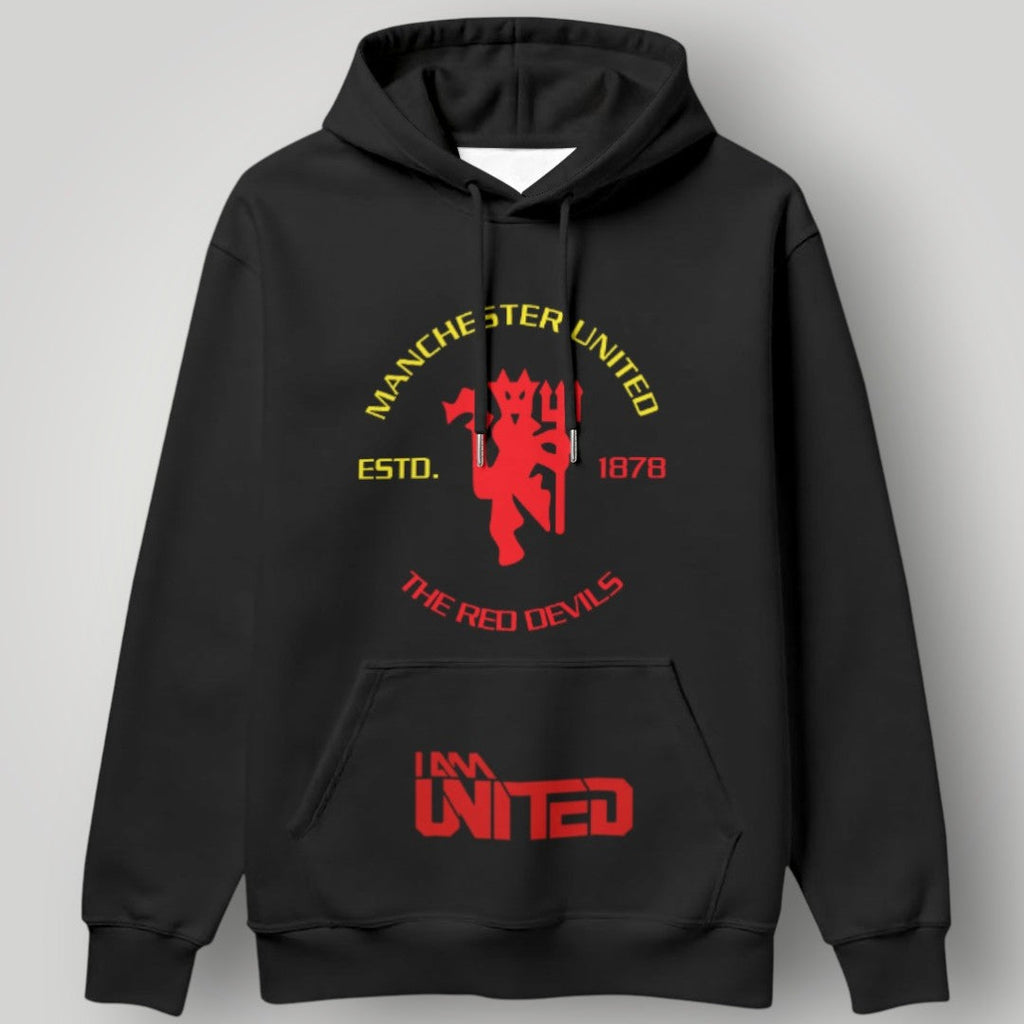 Manchester United "I AM UNITED" Heritage Hoodie - Black MUFC ESTD. 1878 Red Devils Apparel