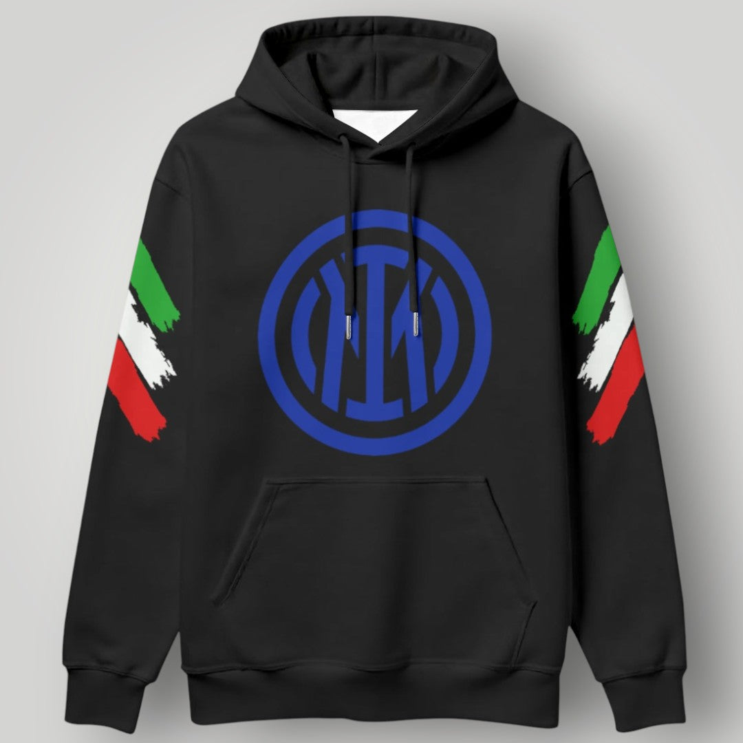 Inter Milan "Tricolore" Edition Hoodie - Italian Flag Brush Stroke Pullover - White Nerazzurri Lifestyle Streetwear
