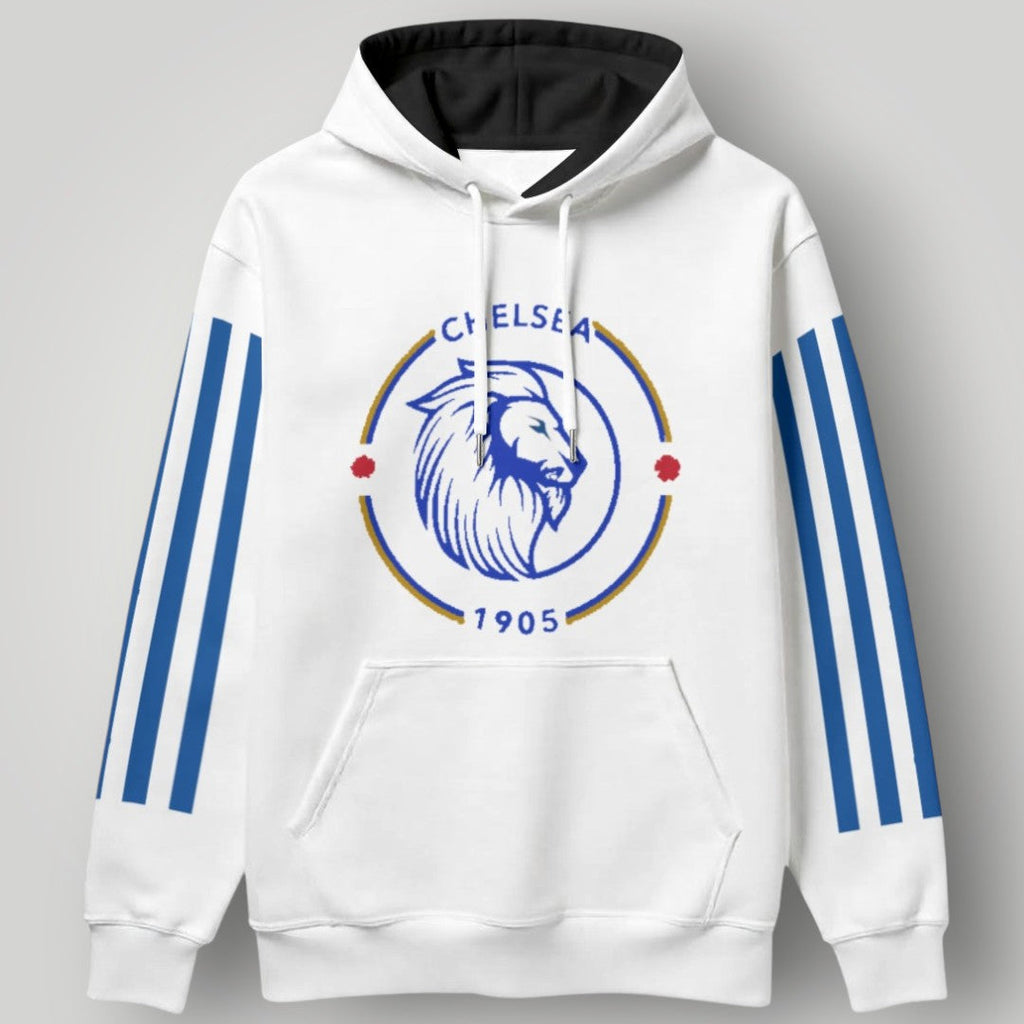 Chelsea FC Modern Lion Heritage Hoodie – White & Blue 1905 Streetwear Pullover