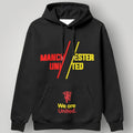 Manchester United "We Are United" Graphic Hoodie - Black & Gold MUFC Split Typography Streetwear