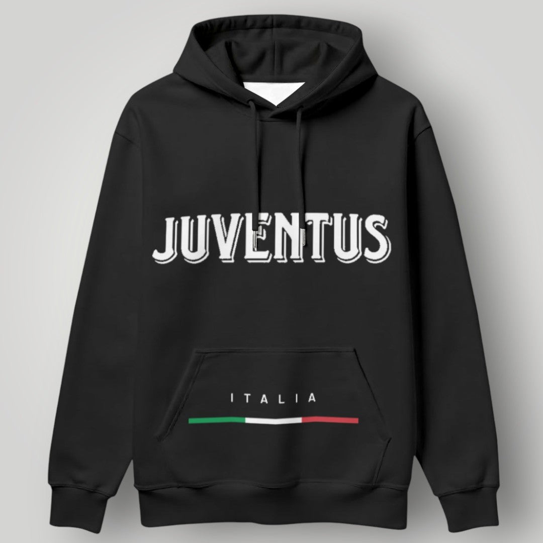 Juventus "Italia" Heritage Hoodie - Bold Typography & Tricolore Ribbon Fan Edition