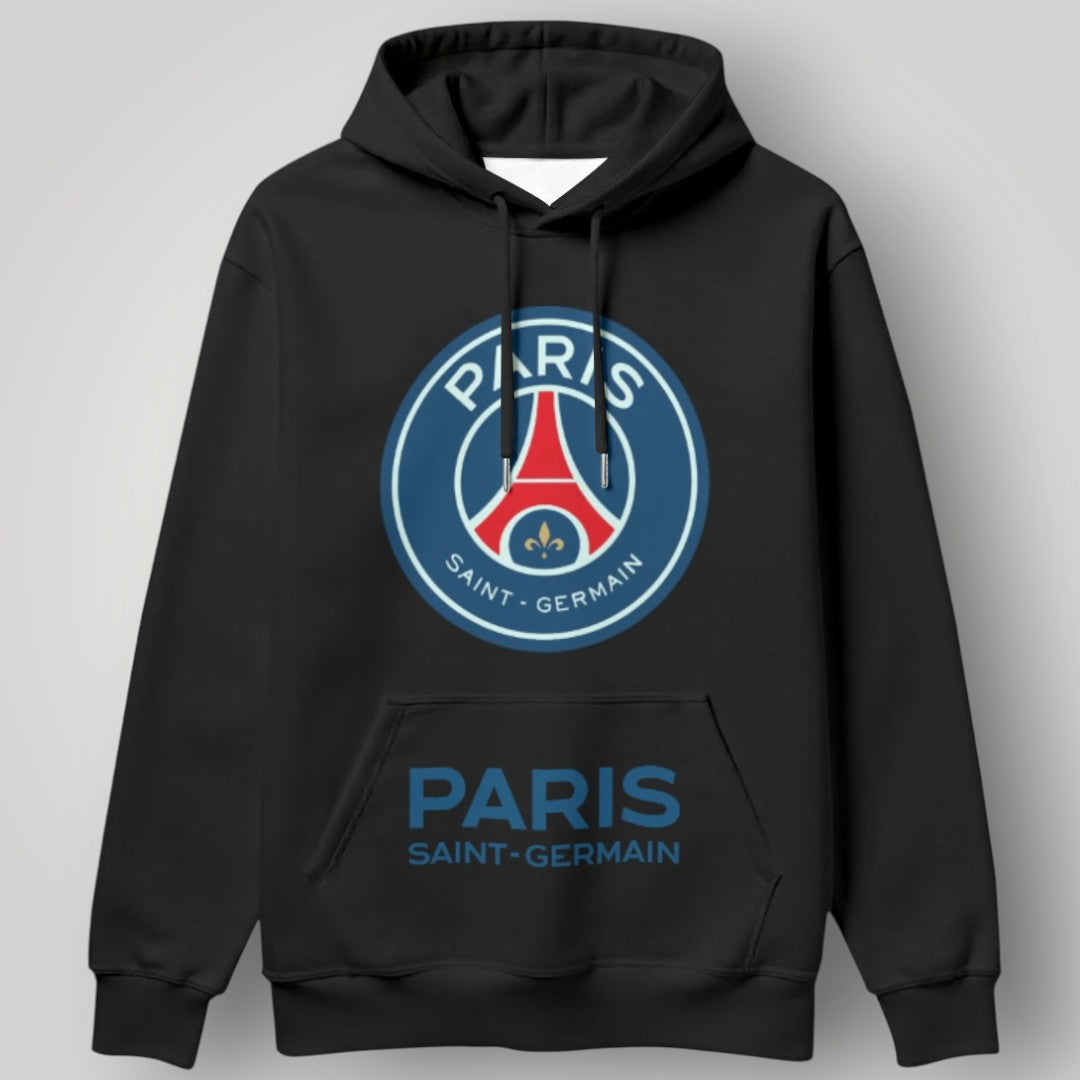 PSG Signature Blue Crest Hoodie - Premium Black Paris Saint-Germain Fan Pullover
