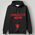 Manchester United "Manchester is Red" Statement Hoodie - Black MUFC The Red Devils Graphic Fan Gear