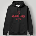 Manchester United "1878" Heritage Trident Hoodie - Black MUFC Established Graphic Sweatshirt