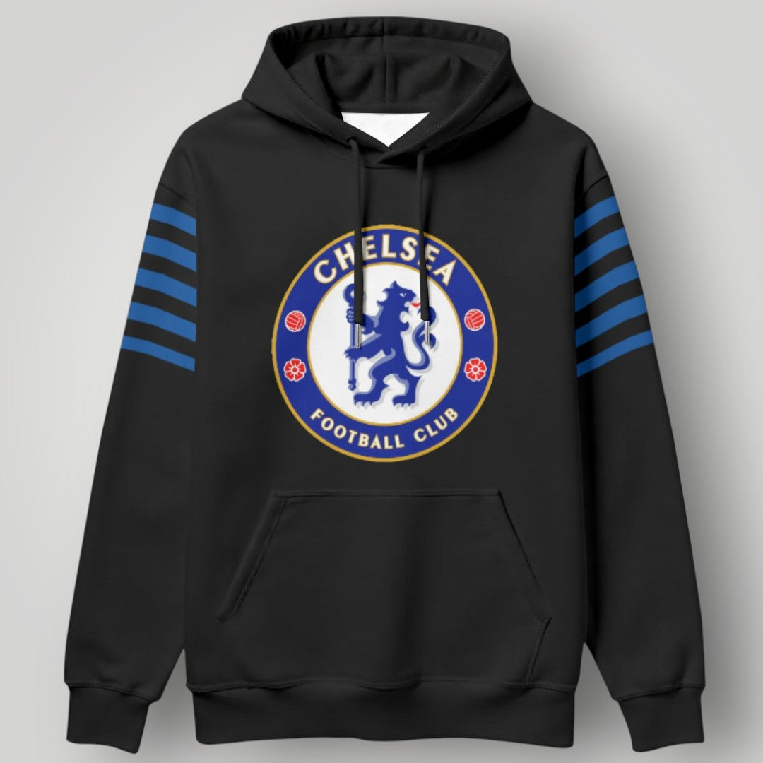 Chelsea FC Classic Stripe Edition Hoodie – Iconic Blue & White Lion Crest Pullover