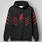 Liverpool F.C. "The Reds" Graphic Stripe Hoodie - Black & Red LFC Urban Streetwear