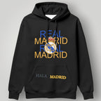 Real Madrid Typography Fade Hoodie - Black Modern Fan Streetwear Pullover