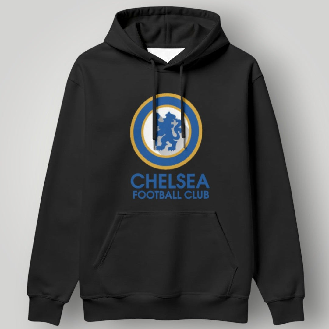 Chelsea FC Clean White Minimalist Hoodie – Blue & Gold Lion Crest Urban Pullover